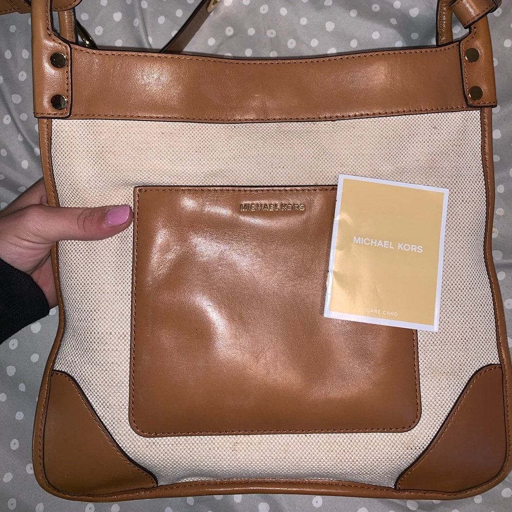MK Leather + Burlap Tote